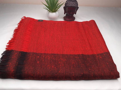 AUM  X-Large Handwoven Himalayan Buddhist Angora Wool Meditation Shawl,Himalayan Wool Prayer Blanket,Tibetan Prayer Wrap,Ethnic Indian Shawl