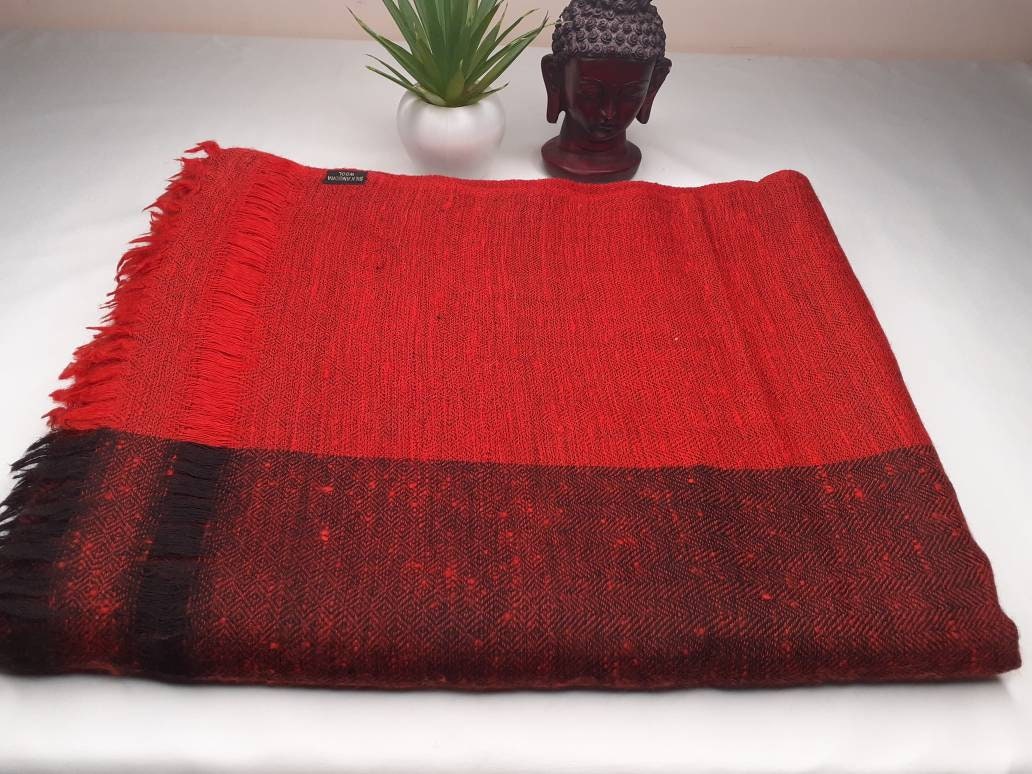 PADMANABH X-Large Handwoven Himalayan Angora Wool Buddhist Meditation Shawl,Himalayan Wool Prayer Blanket,Tibetan Prayer Wrap,Indian Shawl