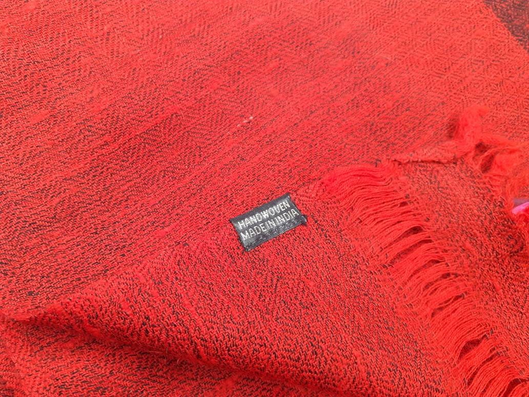 AUM  X-Large Handwoven Himalayan Buddhist Angora Wool Meditation Shawl,Himalayan Wool Prayer Blanket,Tibetan Prayer Wrap,Ethnic Indian Shawl