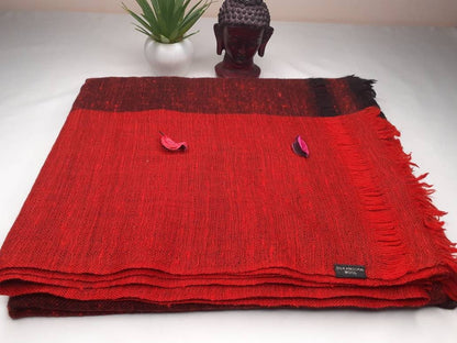 AUM X-Large Handwoven Himalayan Buddhist Angora Wool Meditation Shawl,Himalayan Wool Prayer Blanket,Tibetan Prayer Wrap,Ethnic Indian Shawl