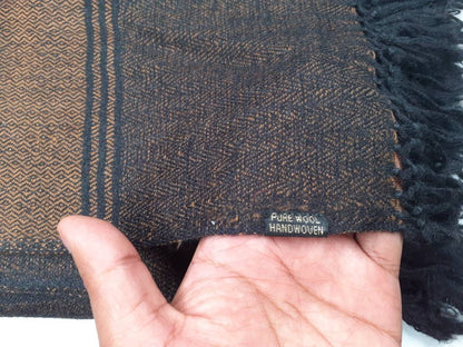 HARI X-Large Handwoven Pure Himalayan Sheep Wool Tantrik Meditation Shawl,Himalayan Prayer Blanket,Indian Wool Prayer Wrap,Ethnic Yoga Shawl