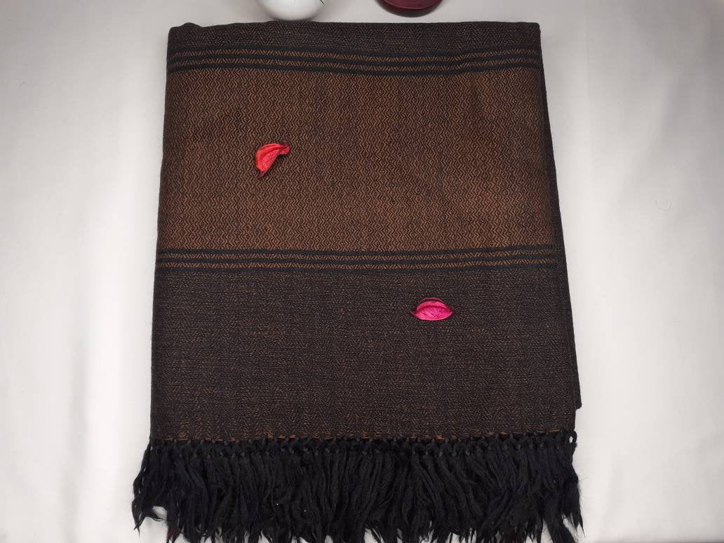 HARI X-Large Handwoven Pure Himalayan Sheep Wool Tantrik Meditation Shawl,Himalayan Prayer Blanket,Indian Wool Prayer Wrap,Ethnic Yoga Shawl
