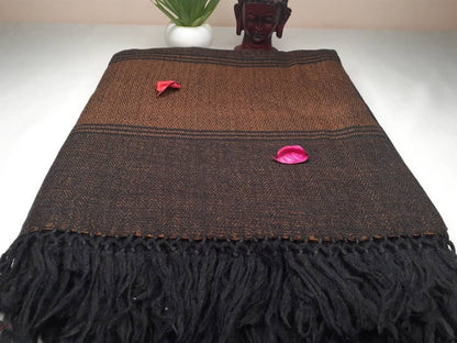 HARI X-Large Handwoven Pure Himalayan Sheep Wool Tantrik Meditation Shawl,Himalayan Prayer Blanket,Indian Wool Prayer Wrap,Ethnic Yoga Shawl