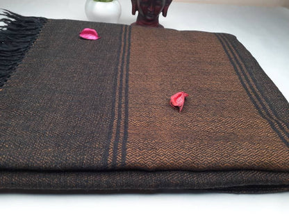 HARI X-Large Handwoven Pure Himalayan Sheep Wool Tantrik Meditation Shawl,Himalayan Prayer Blanket,Indian Wool Prayer Wrap,Ethnic Yoga Shawl