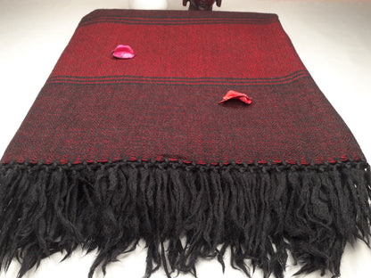 BODHISATTVA X-Large Handwoven DarkRed Himalayan Sheep Wool Buddhist Meditation Shawl,Indian Himalayan PrayerYoga Blanket,Tibetan Prayer Wrap