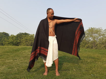 Handwoven Brown Pure Himalayan Sheep Wool Meditation Shawl,Ethnic Indian Wool Scarf,Himalayan Wool Wrap,Handmade Indian Shawl,Kullu Shawl
