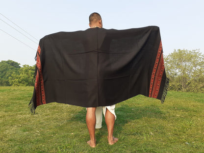 Handwoven Brown Pure Himalayan Sheep Wool Meditation Shawl,Ethnic Indian Wool Scarf,Himalayan Wool Wrap,Handmade Indian Shawl,Kullu Shawl