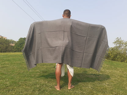 Light Grey Handwoven Himalayan Sheep Wool Meditation Shawl,Ethnic Blanket,Himalayan Wool Blanket,Handmade Indian Shawl,Kullu Shawlullu Shawl