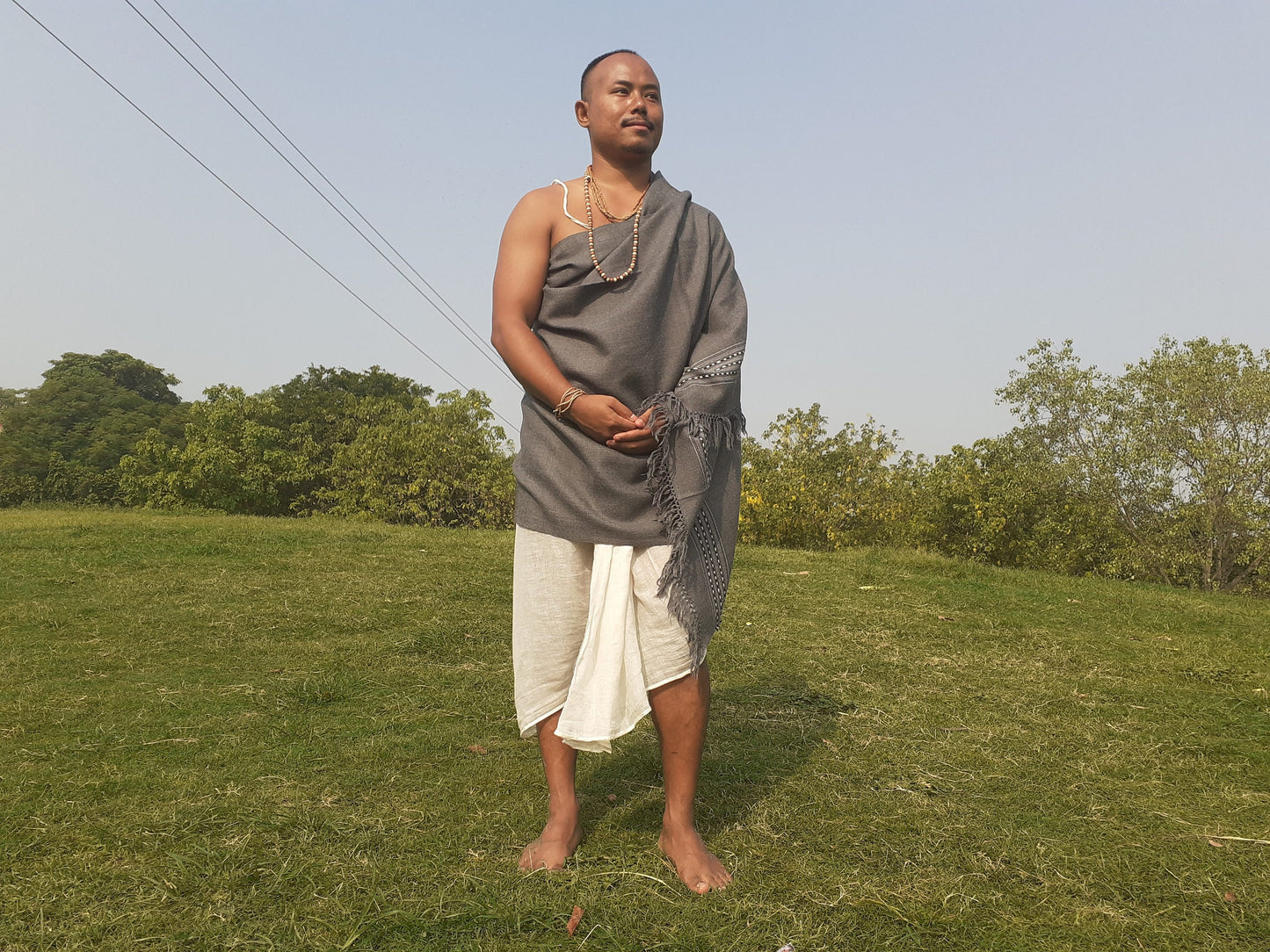 Light Grey Handwoven Himalayan Sheep Wool Meditation Shawl,Ethnic Blanket,Himalayan Wool Blanket,Handmade Indian Shawl,Kullu Shawlullu Shawl