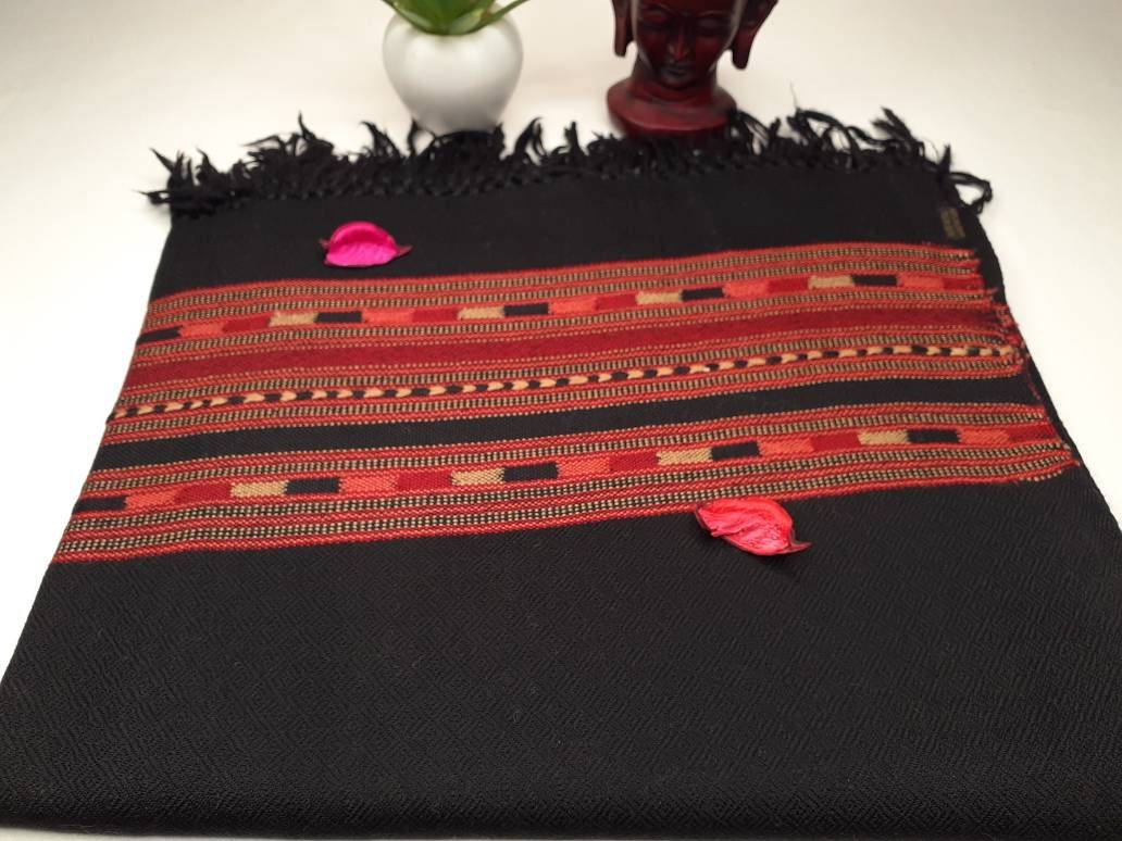 Handwoven Brown Pure Himalayan Sheep Wool Meditation Shawl,Ethnic Indian Wool Scarf,Himalayan Wool Wrap,Handmade Indian Shawl,Kullu Shawl