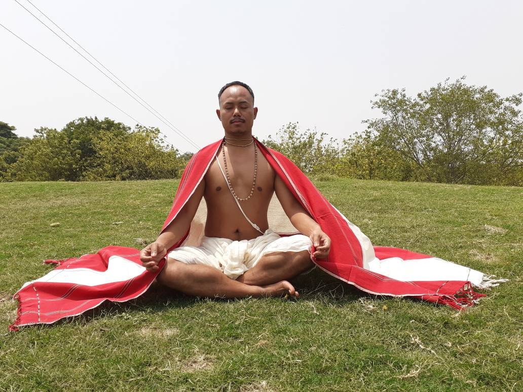 TANTRIK Large Traditional Handwoven Tibetan Buddhist Ngakpa Raw Eri Silk Meditation Shawl,Buddhist Silk Shawl,Ngakpa Tantric Meditation Wrap