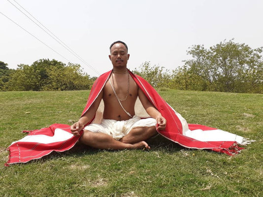 TANTRIK Large Traditional Handwoven Tibetan Buddhist Ngakpa Raw Eri Silk Meditation Shawl,Buddhist Silk Shawl,Ngakpa Tantric Meditation Wrap