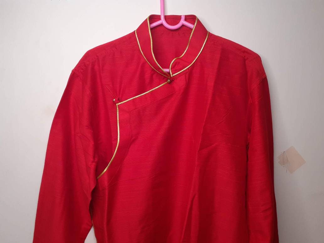 Pure Cotton Tibetan Buddhist Yogi Shirt,Tibetan Meditation Shirt,Tibetan Ethnic Shirt,Tibetan Traditional Long Sleeves Chuba/Chupa