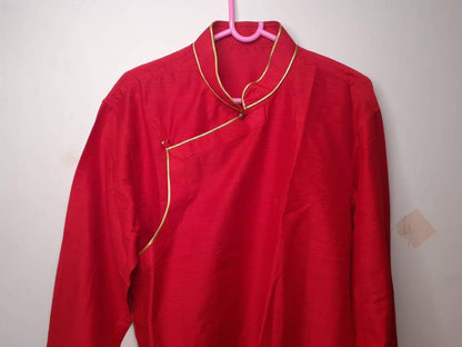 Pure Cotton Tibetan Buddhist Yogi Shirt,Tibetan Meditation Shirt,Tibetan Ethnic Shirt,Tibetan Traditional Long Sleeves Chuba/Chupa