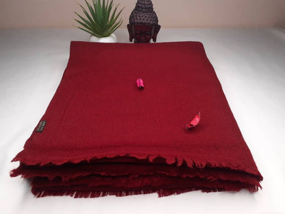 BODHI X-Large Handwoven Burgundy Red Buddhist Monk Pure Himalayan Angora Wool Meditation Shawl,Himalayan Prayer Blanket,Tibetan Prayer Wrap