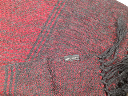 BODHISATTVA X-Large Handwoven DarkRed Himalayan Sheep Wool Buddhist Meditation Shawl,Indian Himalayan PrayerYoga Blanket,Tibetan Prayer Wrap