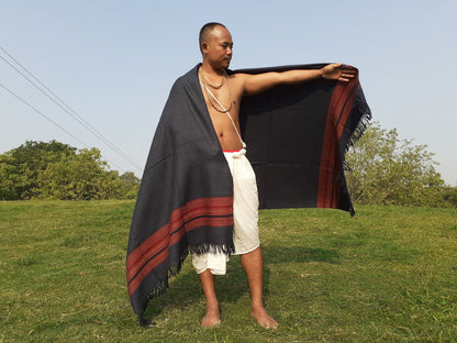 Handwoven Dark Grey Pure Himalayan Sheep Wool Meditation Shawl,Ethnic Indian Wool Scarf,Himalayan Wool Wrap,Handmade IndianShawl,Kullu Shawl