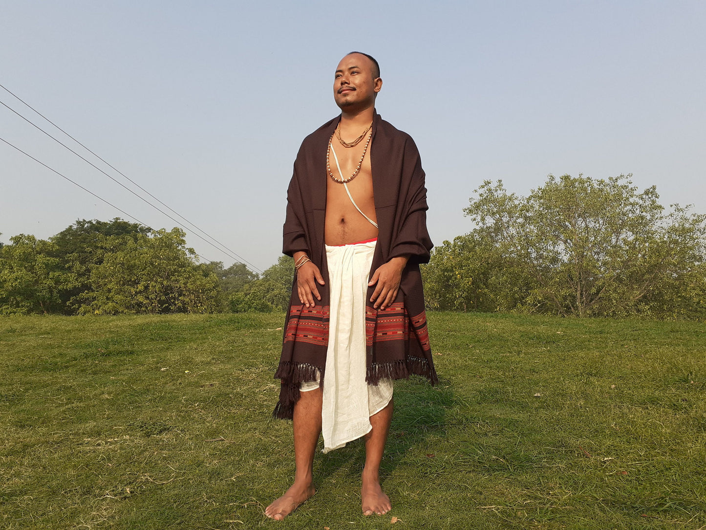 Handwoven Brown Pure Himalayan Sheep Wool Meditation Shawl,Ethnic Indian Wool Scarf,Himalayan Wool Wrap,Handmade Indian Shawl,Kullu Shawl