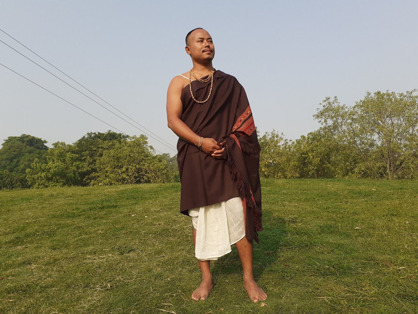 Handwoven Brown Pure Himalayan Sheep Wool Meditation Shawl,Ethnic Indian Wool Scarf,Himalayan Wool Wrap,Handmade Indian Shawl,Kullu Shawl