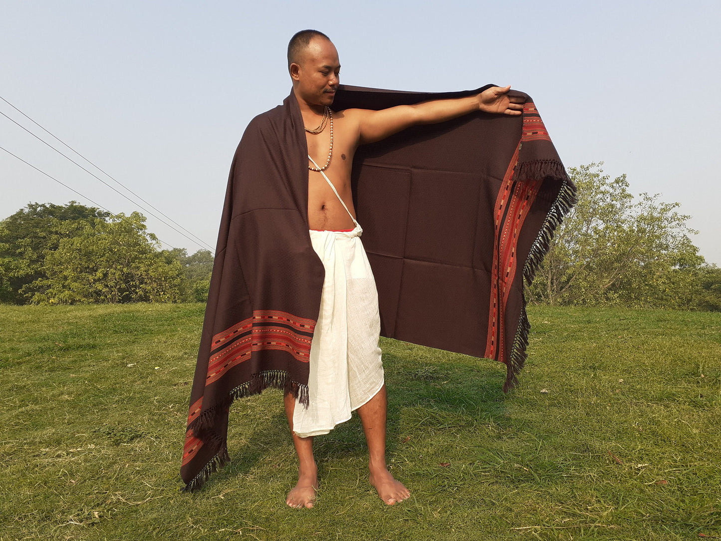 Handwoven Brown Pure Himalayan Sheep Wool Meditation Shawl,Ethnic Indian Wool Scarf,Himalayan Wool Wrap,Handmade Indian Shawl,Kullu Shawl