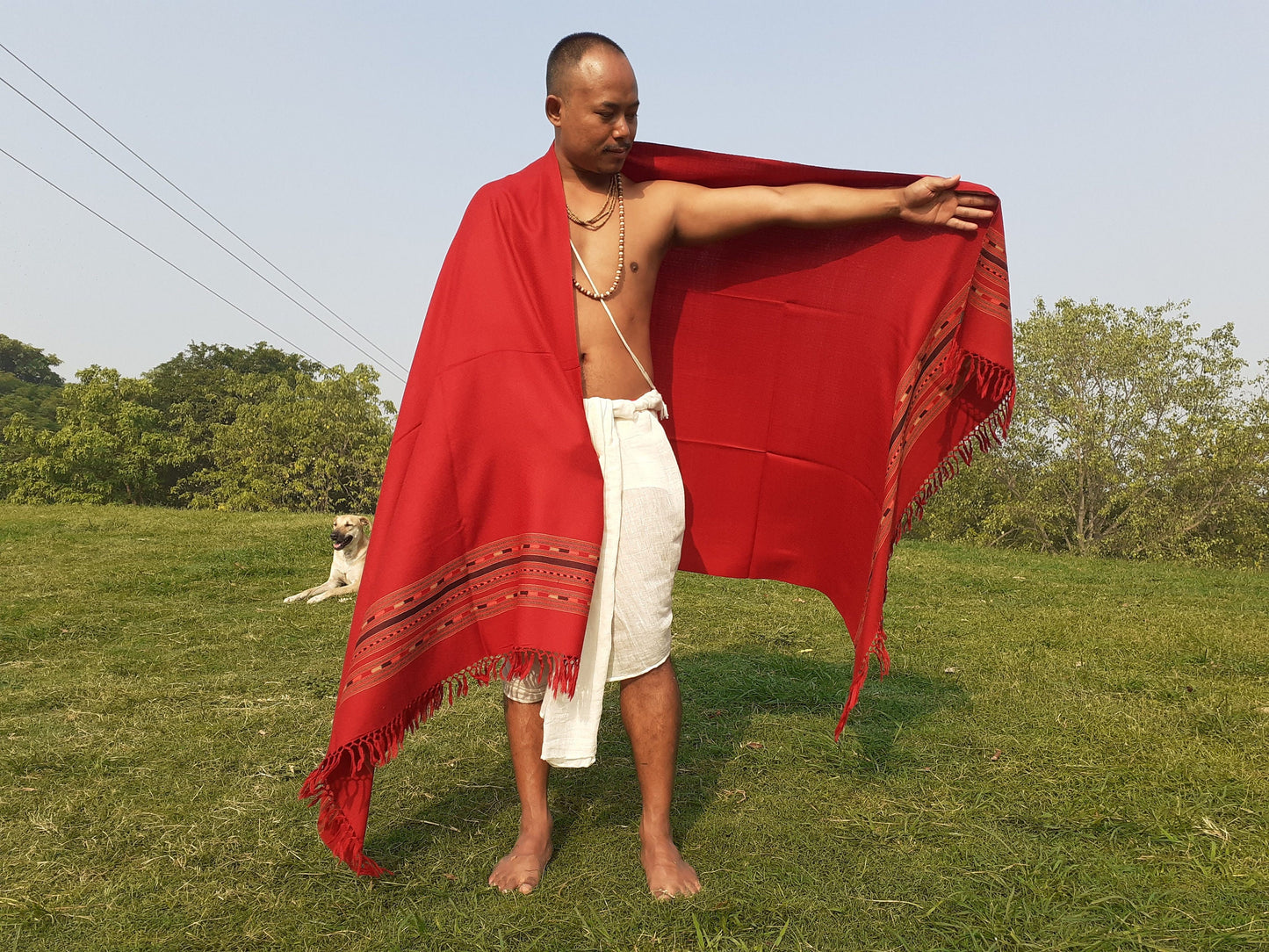 Red Handwoven Himalayan Sheep Wool Meditation Shawl,Ethnic Indian Blanket,Himalayan Wool, Himalayan Wrap,Handmade Indian Shawl, Kullu Shawl