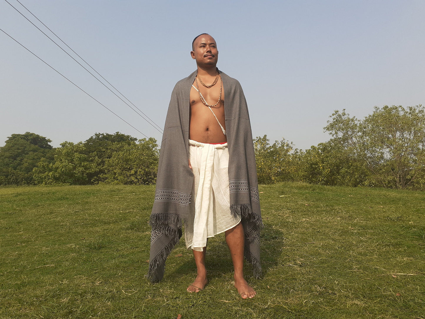 Light Grey Handwoven Himalayan Sheep Wool Meditation Shawl,Ethnic Blanket,Himalayan Wool Blanket,Handmade Indian Shawl,Kullu Shawlullu Shawl