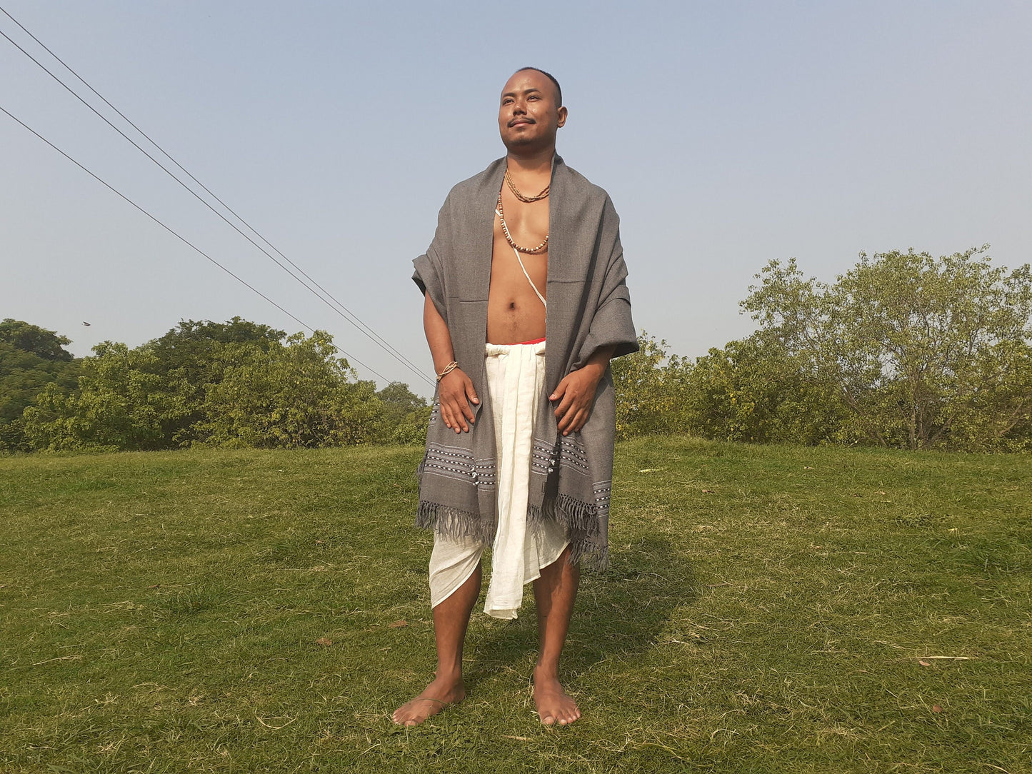 Light Grey Handwoven Himalayan Sheep Wool Meditation Shawl,Ethnic Blanket,Himalayan Wool Blanket,Handmade Indian Shawl,Kullu Shawlullu Shawl