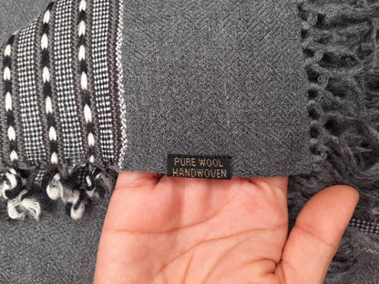 Light Grey Handwoven Himalayan Sheep Wool Meditation Shawl,Ethnic Blanket,Himalayan Wool Blanket,Handmade Indian Shawl,Kullu Shawlullu Shawl