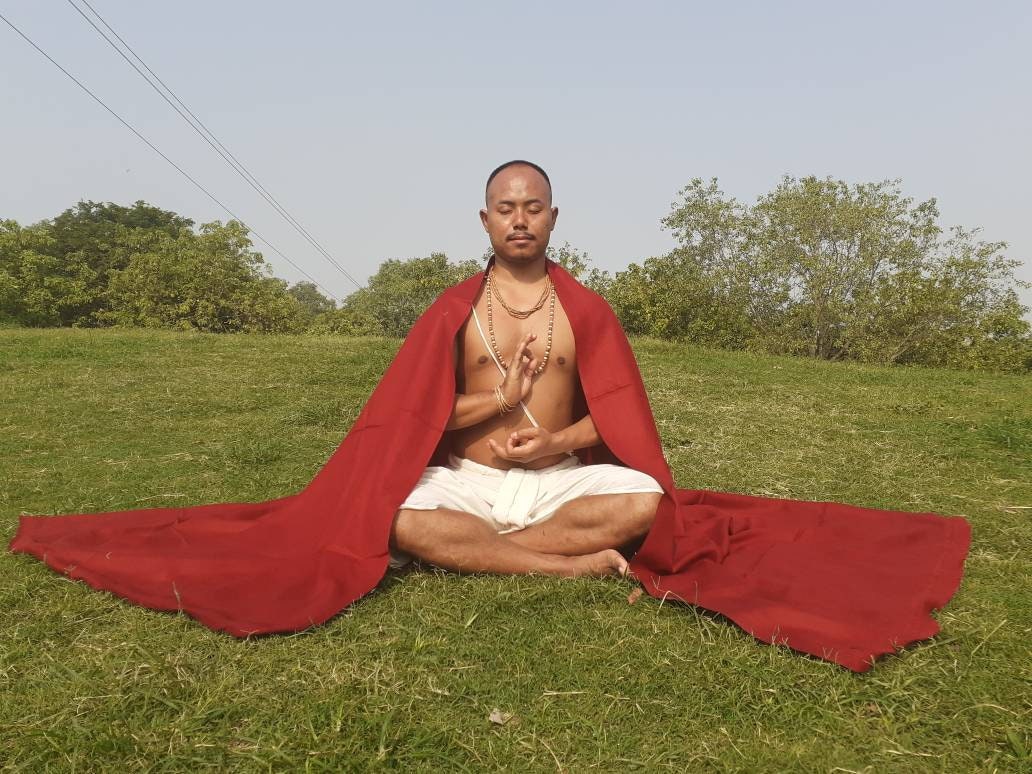 MONK X-Large Tibetan Buddhist Lama Burgundy Red Pure Himalayan Sheep Wool Meditation Shawl,Himalayan Prayer Blanket,Buddhist Monk Wrap/Zen