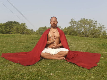 MONK X-Large Tibetan Buddhist Lama Burgundy Red Pure Himalayan Sheep Wool Meditation Shawl,Himalayan Prayer Blanket,Buddhist Monk Wrap/Zen