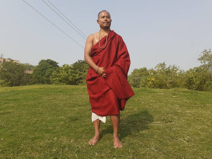 LAMA X-Large Burgundy Red Pure Himalayan Sheep Wool Tibetan Buddhist Monk Meditation Shawl,Himalayan Prayer Blanket,Wool Buddhist Monk Wrap