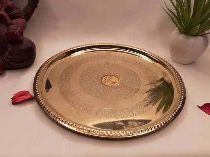6 Piece Handicrafted Decorative Brass Pooja Thali Set for Altar ,Brass Decor for Mandir,Ethnic Puja Items,Bhog Plate For Indian Festival