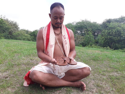 Himalayan"Yogis"Handcrafted Traditional Wooden Slippers,Unique Carved Design , Wooden Charan Paduka with Brass Designed