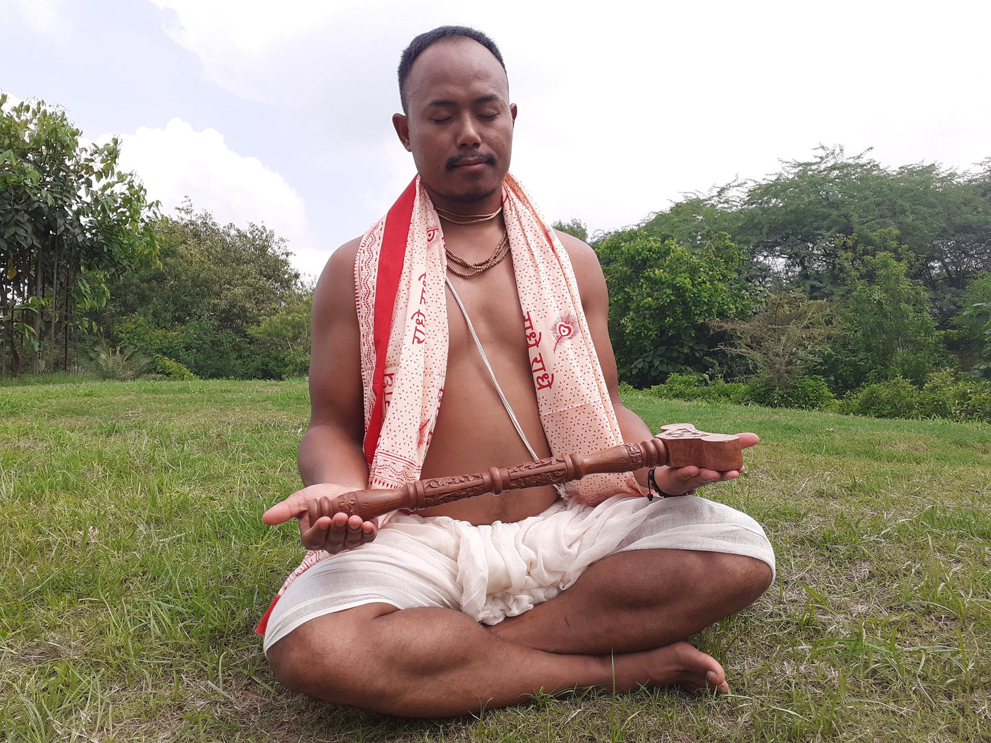 Yoga Danda, Meditation Staff, Meditation Support Staff, Meditation Stick, T shape wooden Meditation Prop, Wood Arm Rest for Meditation, Japa