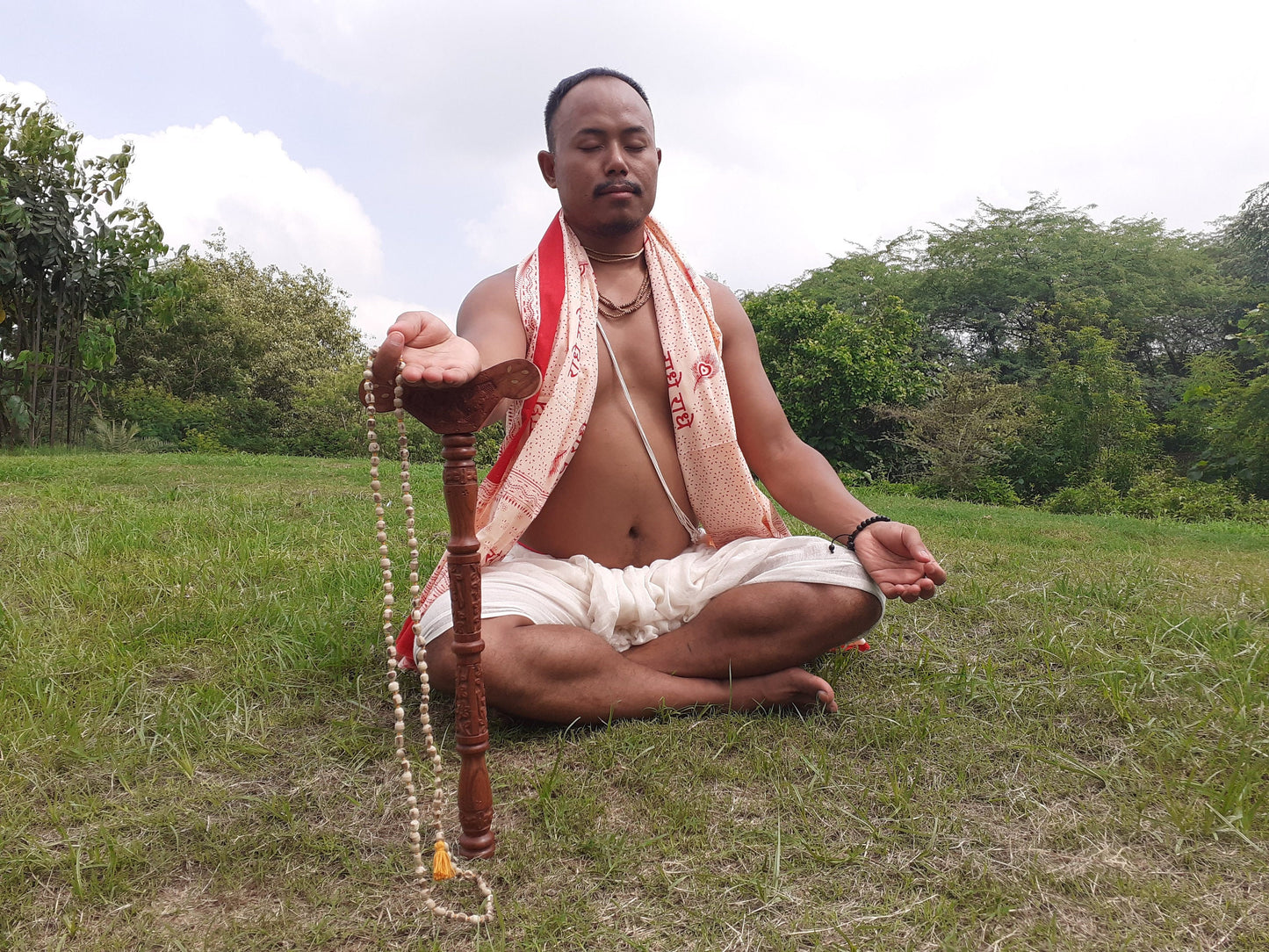 Yoga Danda, Meditation Staff, Meditation Support Staff, Meditation Stick, T shape wooden Meditation Prop, Wood Arm Rest for Meditation, Japa