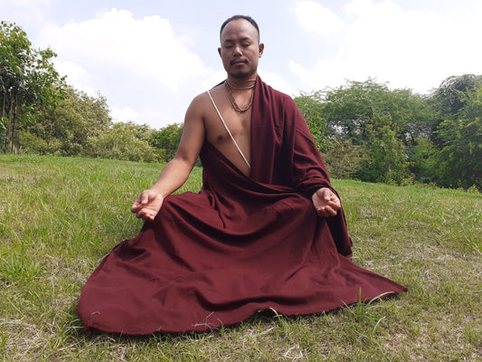 Handwoven Mediumweight Buddhist Lama Monk Pure Cashmere Wool Meditation Shawl,Buddhist Prayer Blanket,Burgundy Himalayan Cashmere Wool Wrap