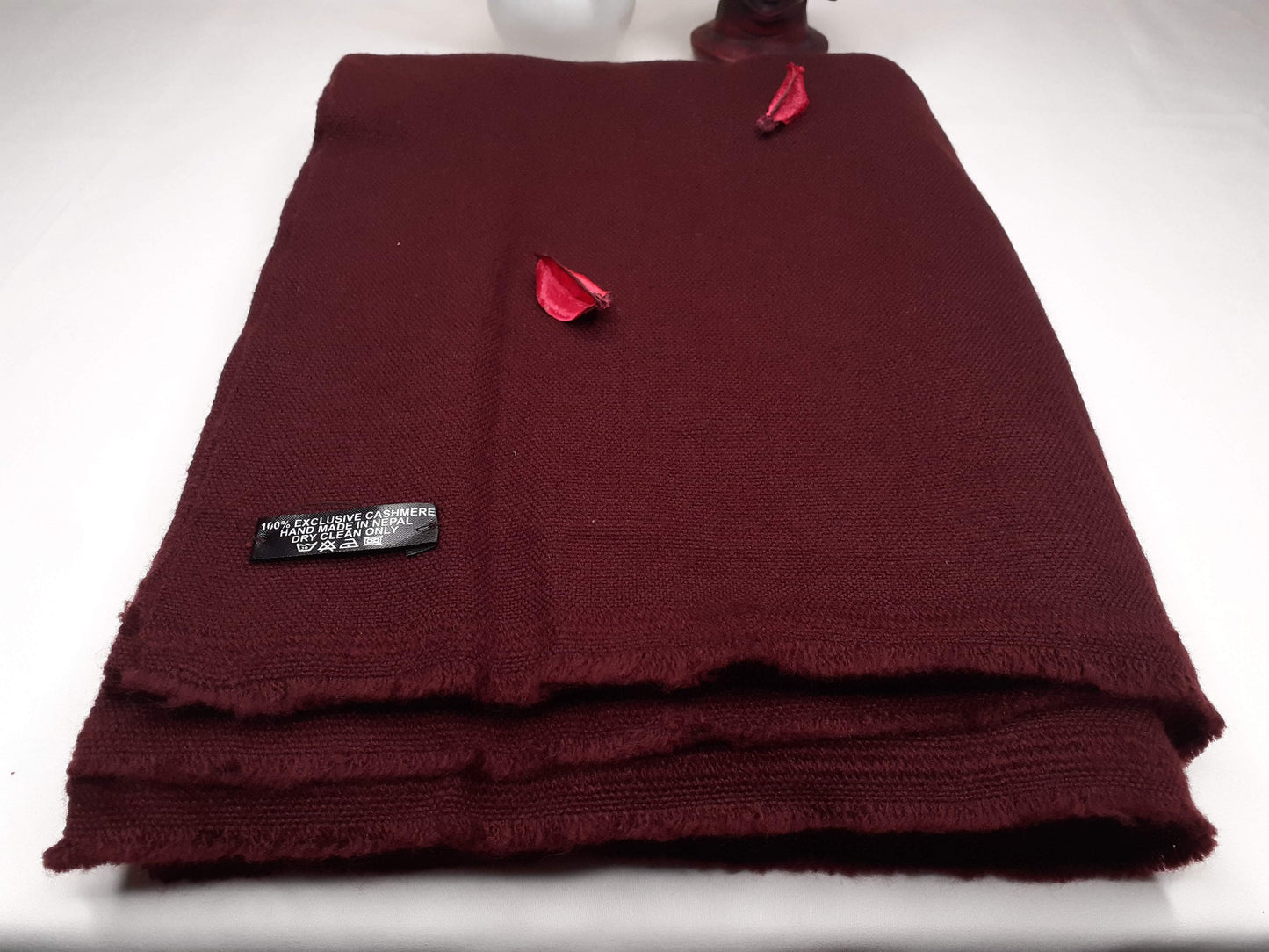 Handwoven Mediumweight Buddhist Lama Monk Pure Cashmere Wool Meditation Shawl,Buddhist Prayer Blanket,Burgundy Himalayan Cashmere Wool Wrap