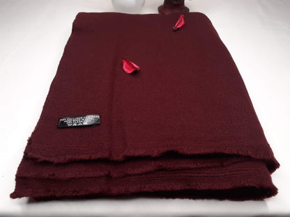 Handwoven Mediumweight Buddhist Lama Monk Pure Cashmere Wool Meditation Shawl,Buddhist Prayer Blanket,Burgundy Himalayan Cashmere Wool Wrap