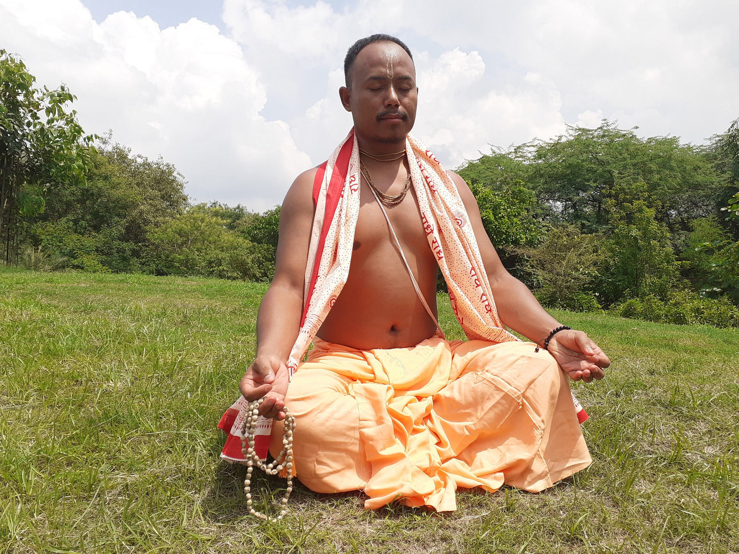 Indian Vedic Robes,Hare Krishna Robe,indian Ethnic Attair,Iskon Temple Dress,Indian Spiritual Dress,Mayapur Dham dhoti,Chaddar and Kurta Set