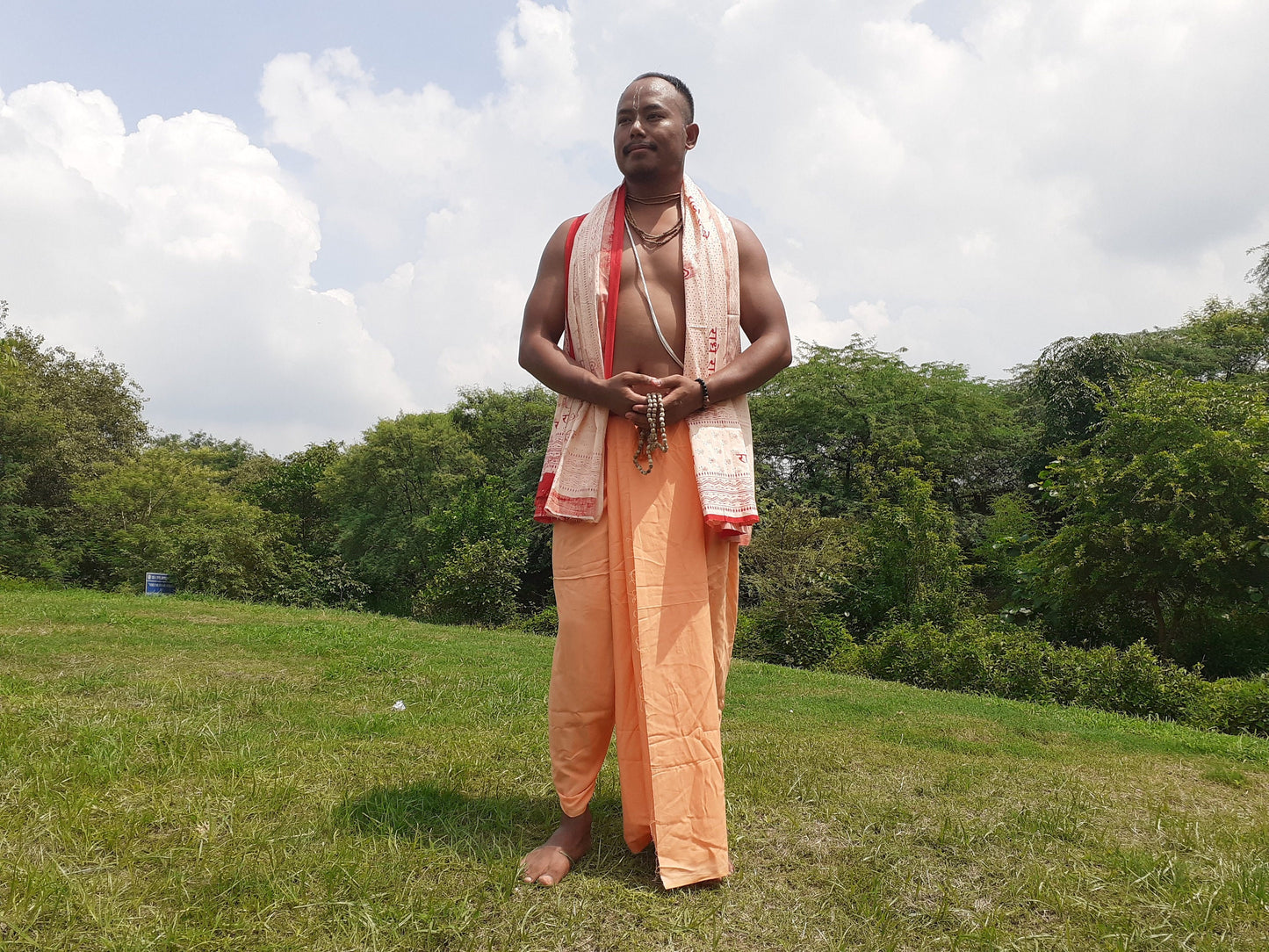 Indian Vedic Robes,Hare Krishna Robe,indian Ethnic Attair,Iskon Temple Dress,Indian Spiritual Dress,Mayapur Dham dhoti,Chaddar and Kurta Set