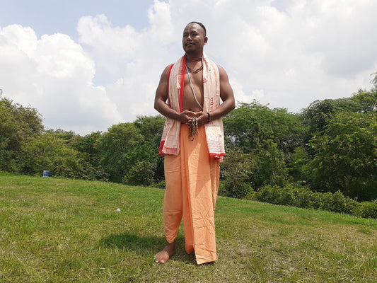 Indian Vedic Robes,Hare Krishna Robe,indian Ethnic Attair,Iskon Temple Dress,Indian Spiritual Dress,Mayapur Dham dhoti,Chaddar and Kurta Set
