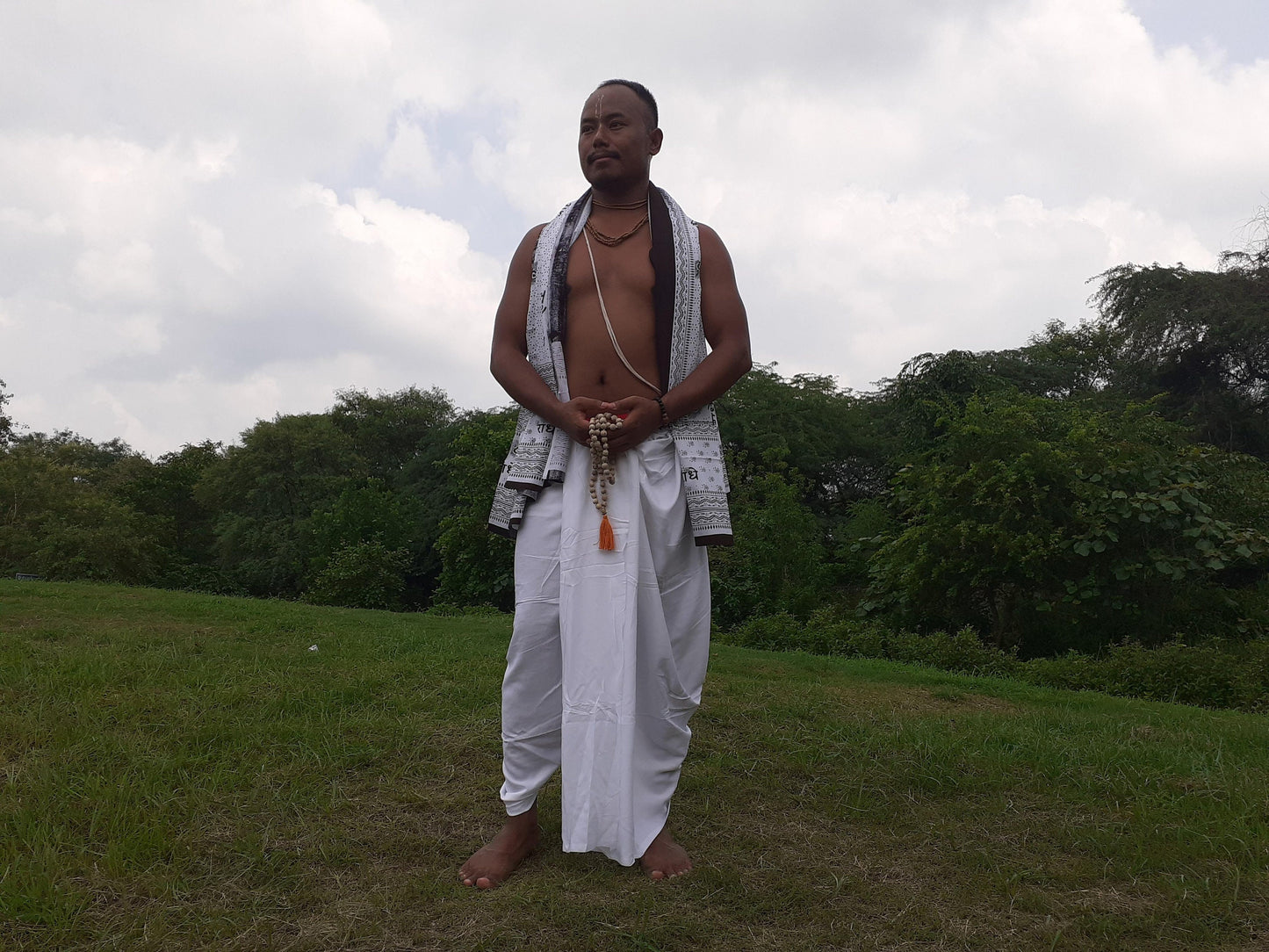 Indian Vedic Robes,Hare Krishna Robe,indian Ethnic Attair,Iskon Temple Dress,Indian Spiritual Dress,Mayapur Dham dhoti,Chaddar and Kurta Set