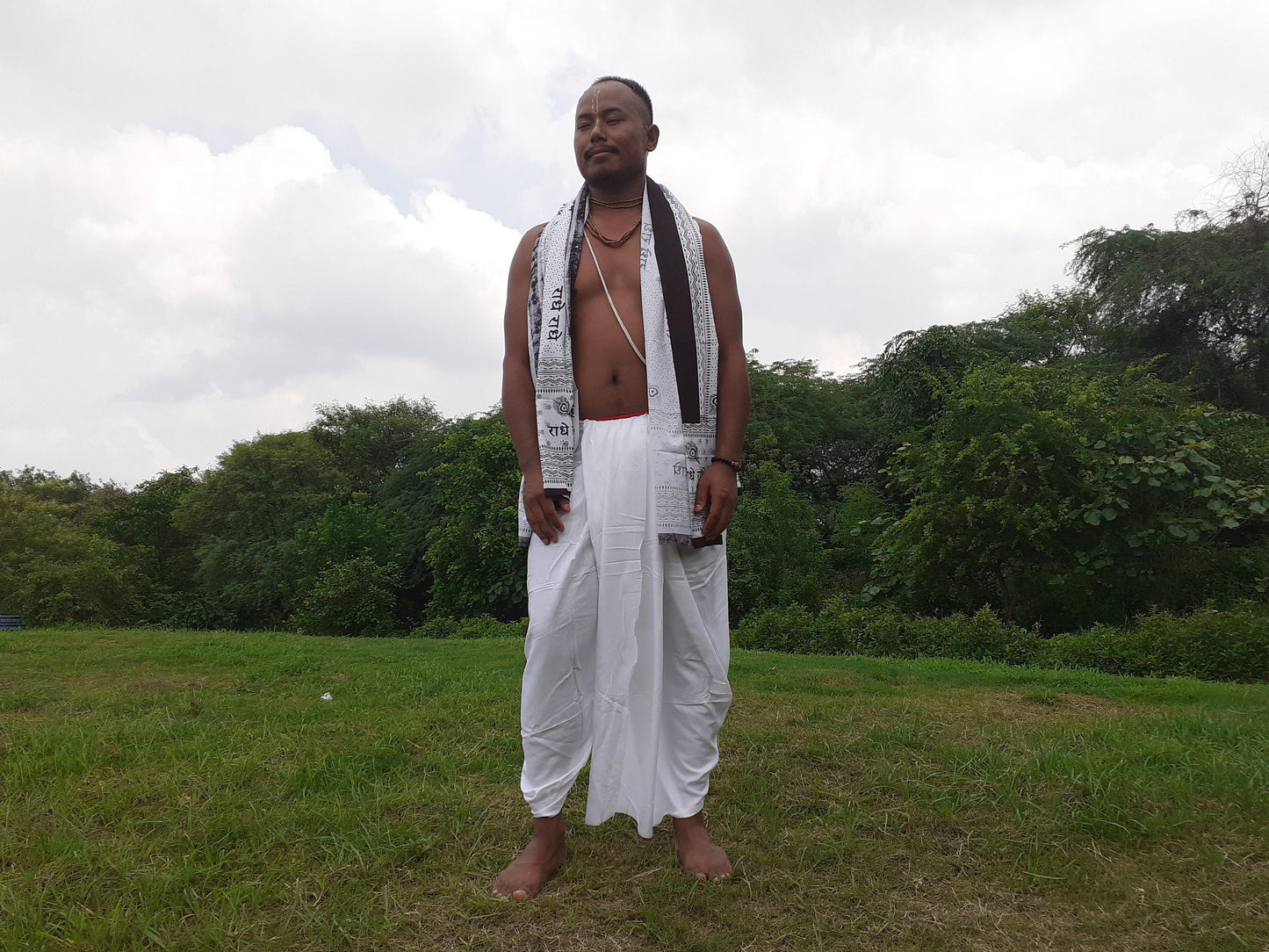 Indian Vedic Robes,Hare Krishna Robe,indian Ethnic Attair,Iskon Temple Dress,Indian Spiritual Dress,Mayapur Dham dhoti,Chaddar and Kurta Set