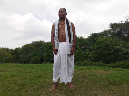 Indian Vedic Robes,Hare Krishna Robe,indian Ethnic Attair,Iskon Temple Dress,Indian Spiritual Dress,Mayapur Dham dhoti,Chaddar and Kurta Set