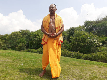 Saffron Indian Vedic Robes,Hare Krishna Robe,indian Ethnic Attair,Iskon Temple Dress,Indian Spiritual Dress,Mayapur Dham Dress,Hindu Robes