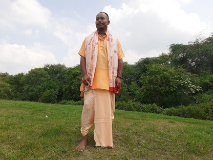 Indian Vedic Robes,Hare Krishna Robe,indian Ethnic Attair,Iskon Temple Dress,Indian Spiritual Dress,Mayapur Dham dhoti,Chaddar and Kurta Set
