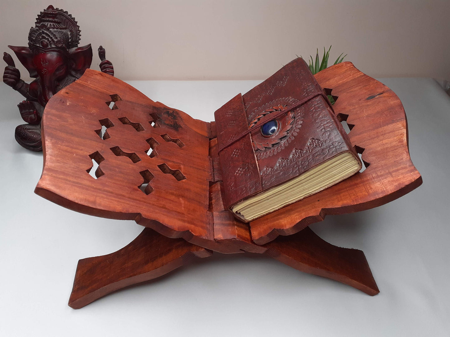 Premium Handcarved  Foldable Wooden Holy Scriptures Book Stand,Cover Case Wooden Holy Book Holder,Wooden Religious Item