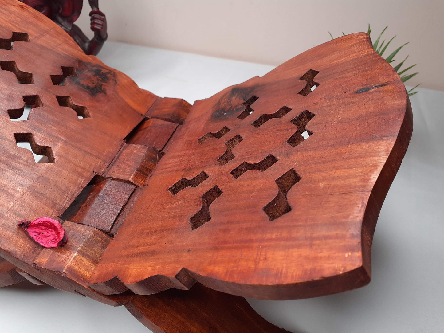 Premium Handcarved  Foldable Wooden Holy Scriptures Book Stand,Cover Case Wooden Holy Book Holder,Wooden Religious Item
