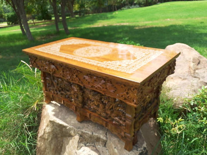 Handcarved Dragon Foldable Wooden Tibetan Buddhist Altar, Buddhist Prayer table,Tibetan Alter Table,Zen Shrine Table, Meditation Altar Table