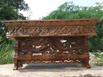 Dragon Handcarved Foldable Wooden Tibetan Buddhist Altar,Buddhist Prayer Table,Tibetan Meditation Altar,Traditional Tibetan Table